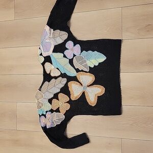 Hand-made Floral Crochet Sweather S